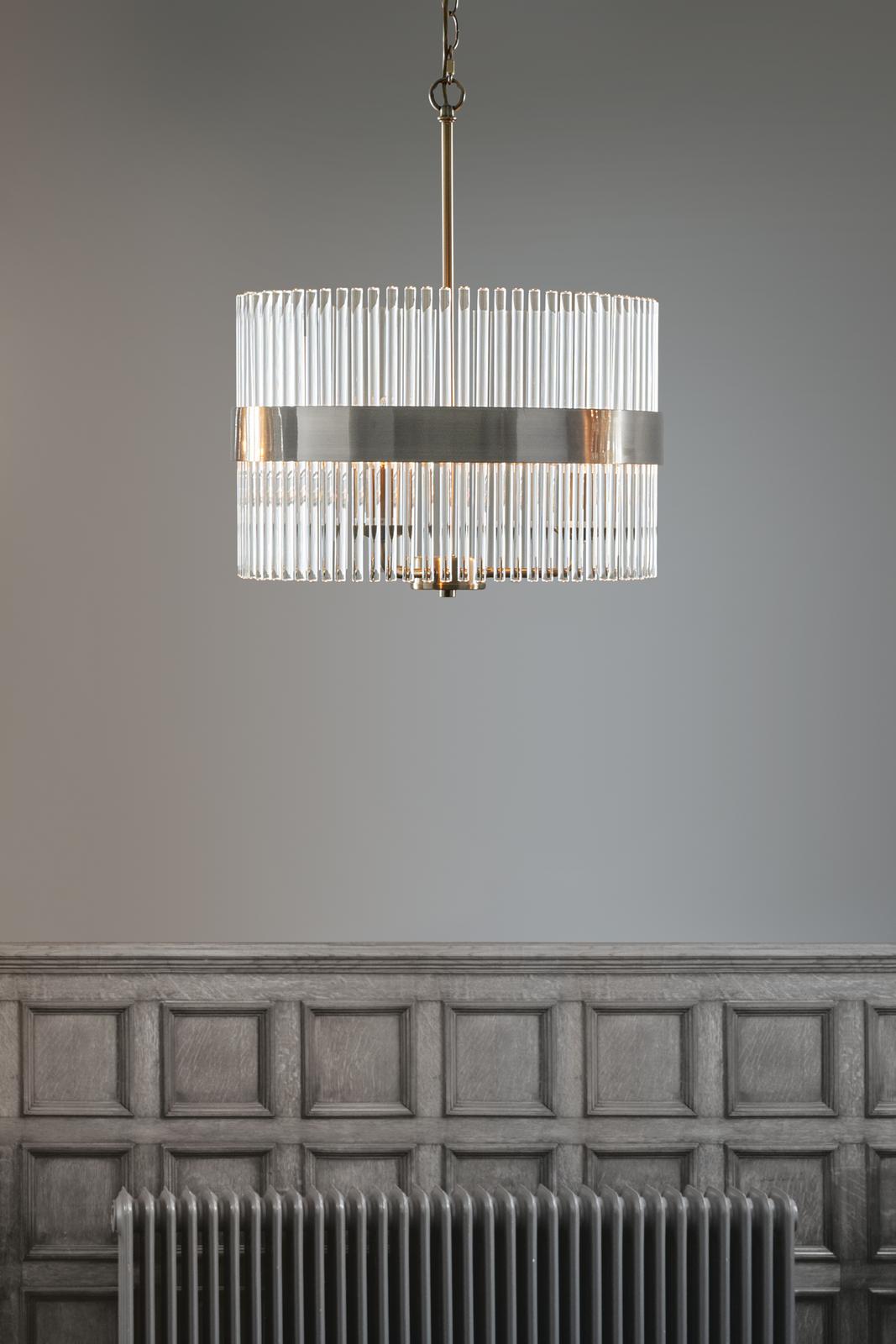 Laura Ashley Alexa 3lt Pendant Polished Nickel Glass Rods