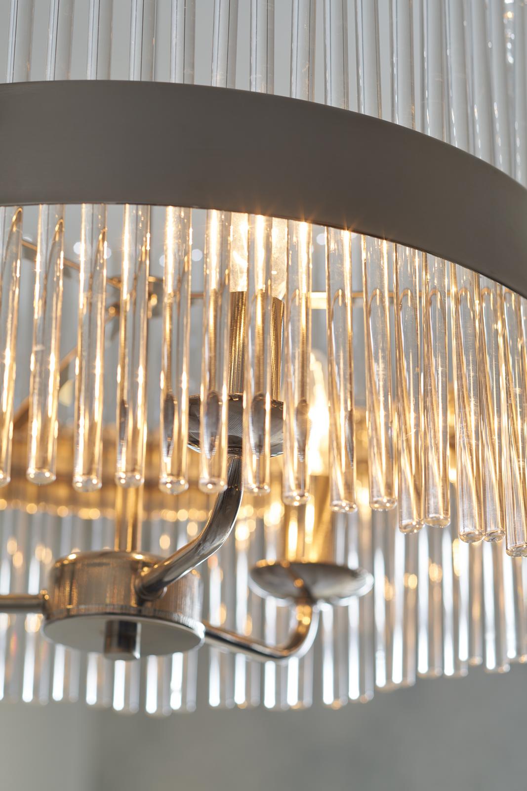 Laura Ashley Alexa 3lt Pendant Polished Nickel Glass Rods
