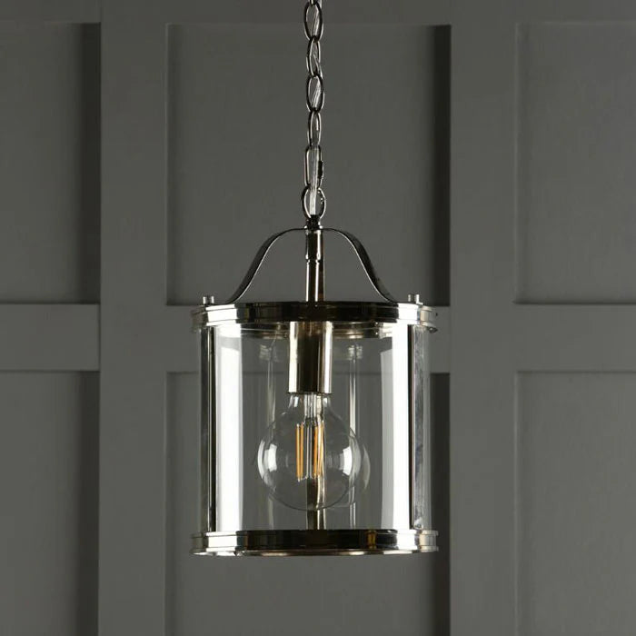 Laura Ashley Harrington Lantern Polished Nickel Glass