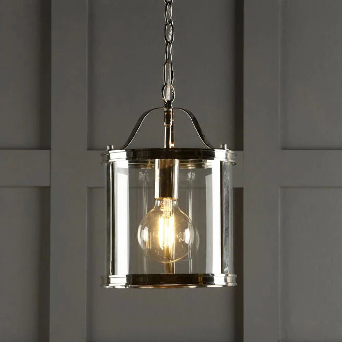 Laura Ashley Harrington Lantern Polished Nickel Glass