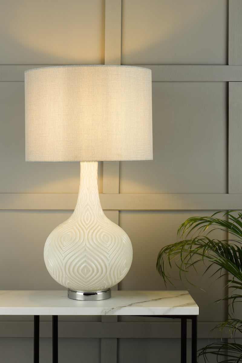 Laura Ashley Grace Table Lamp Patterned Glass with Shade