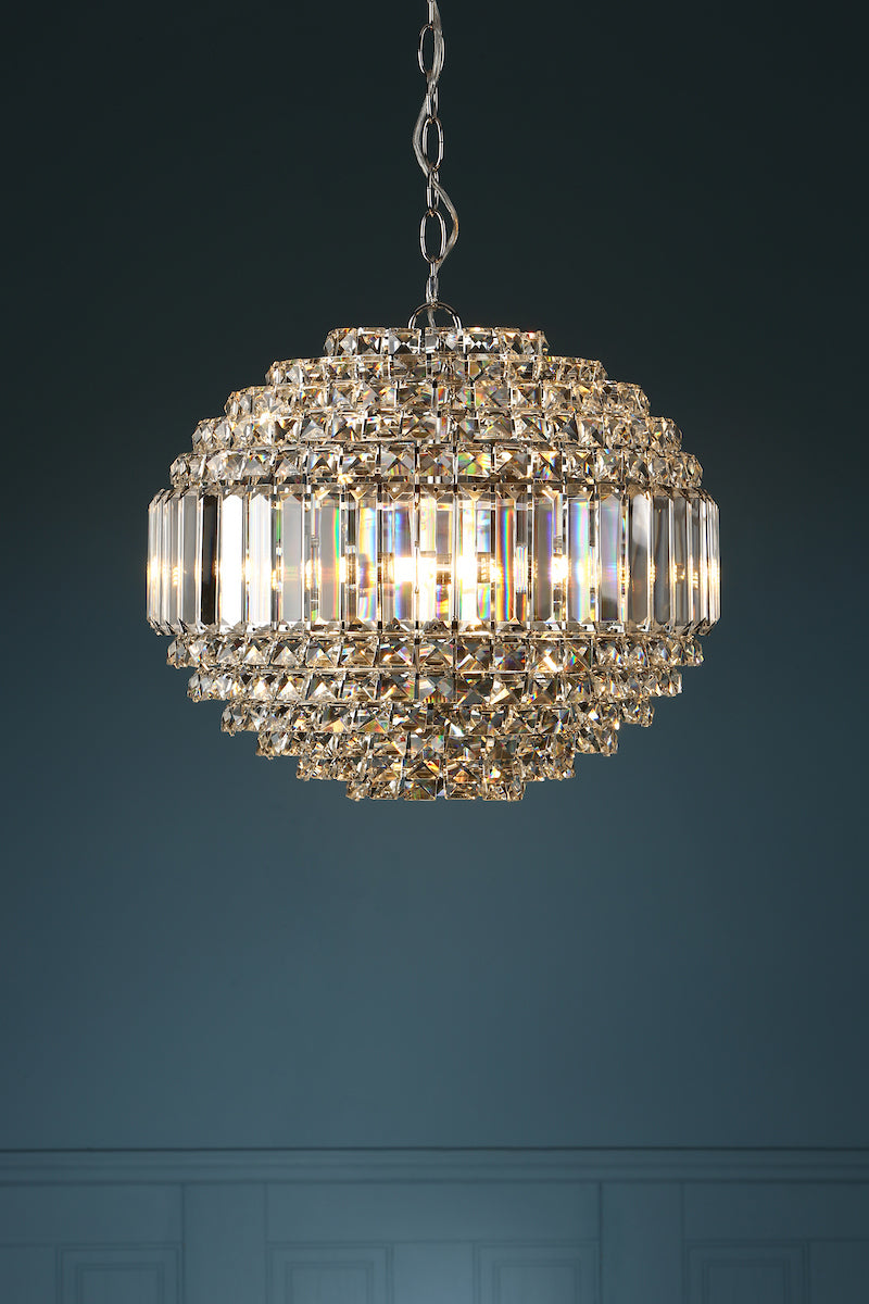 Laura Ashley Vienna 5lt Chandelier Crystal & Polished Chrome