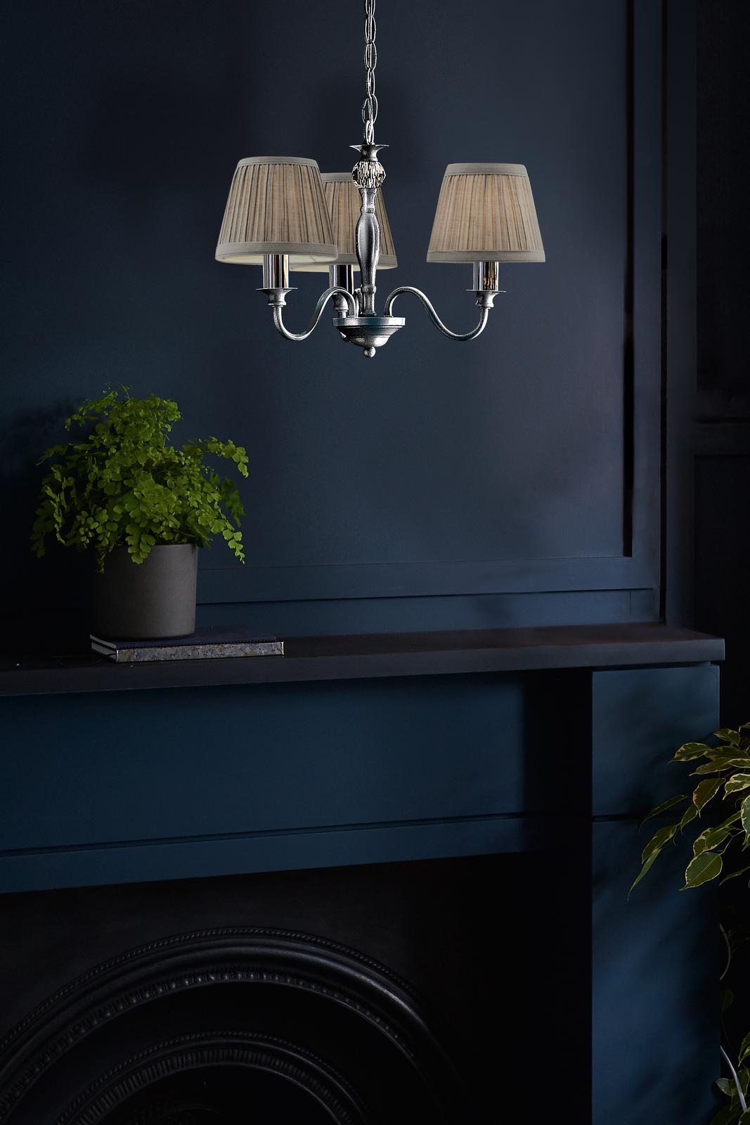 Laura Ashley Ellis 3lt Pendant Polished Chrome With Shades