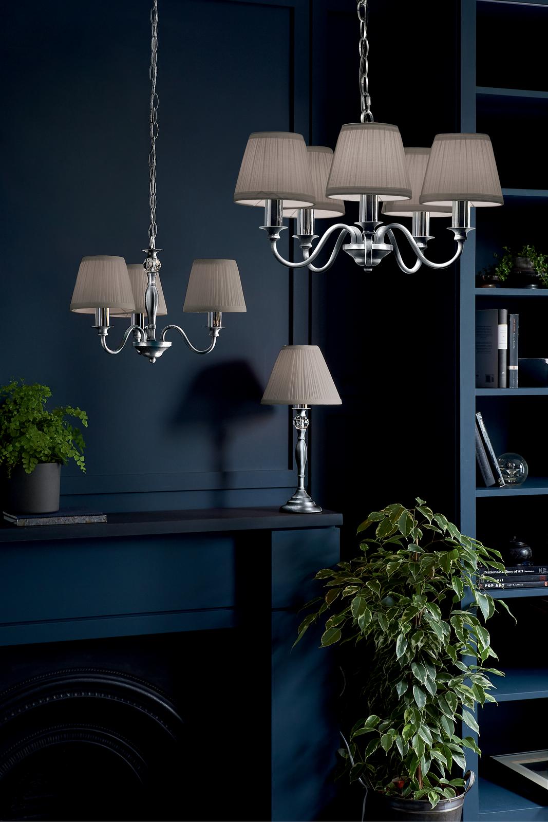 Laura Ashley Ellis 3lt Pendant Polished Chrome With Shades