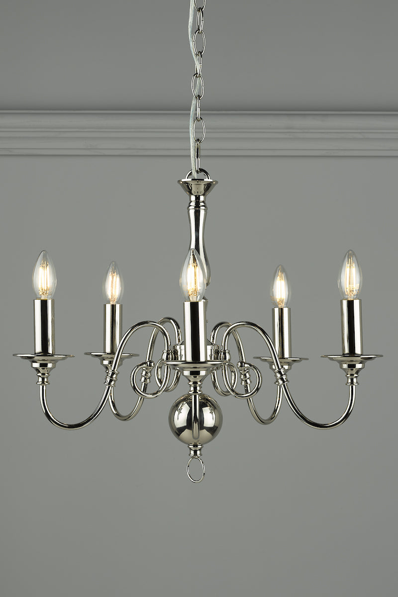 Laura Ashley Winchester 5lt Pendant Polished Nickel