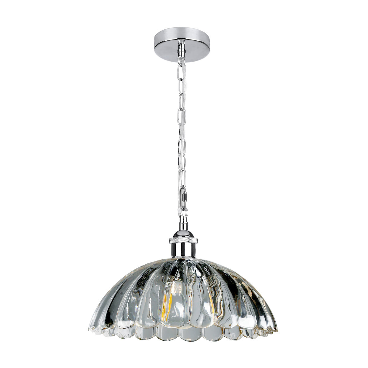 Laura Ashley Salisbury Pendant Ribbed Glass Polished Chrome