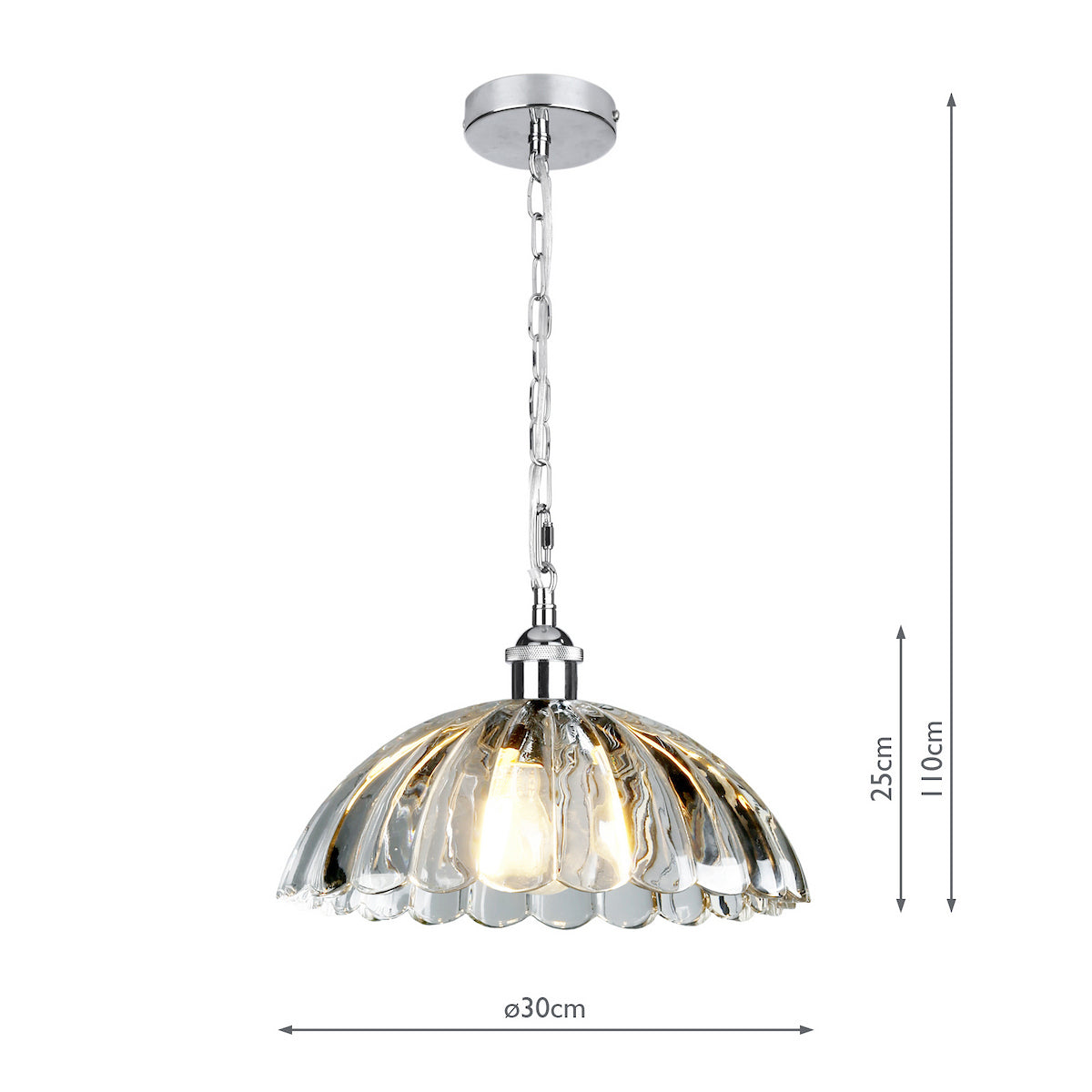 Laura Ashley Salisbury Pendant Ribbed Glass Polished Chrome