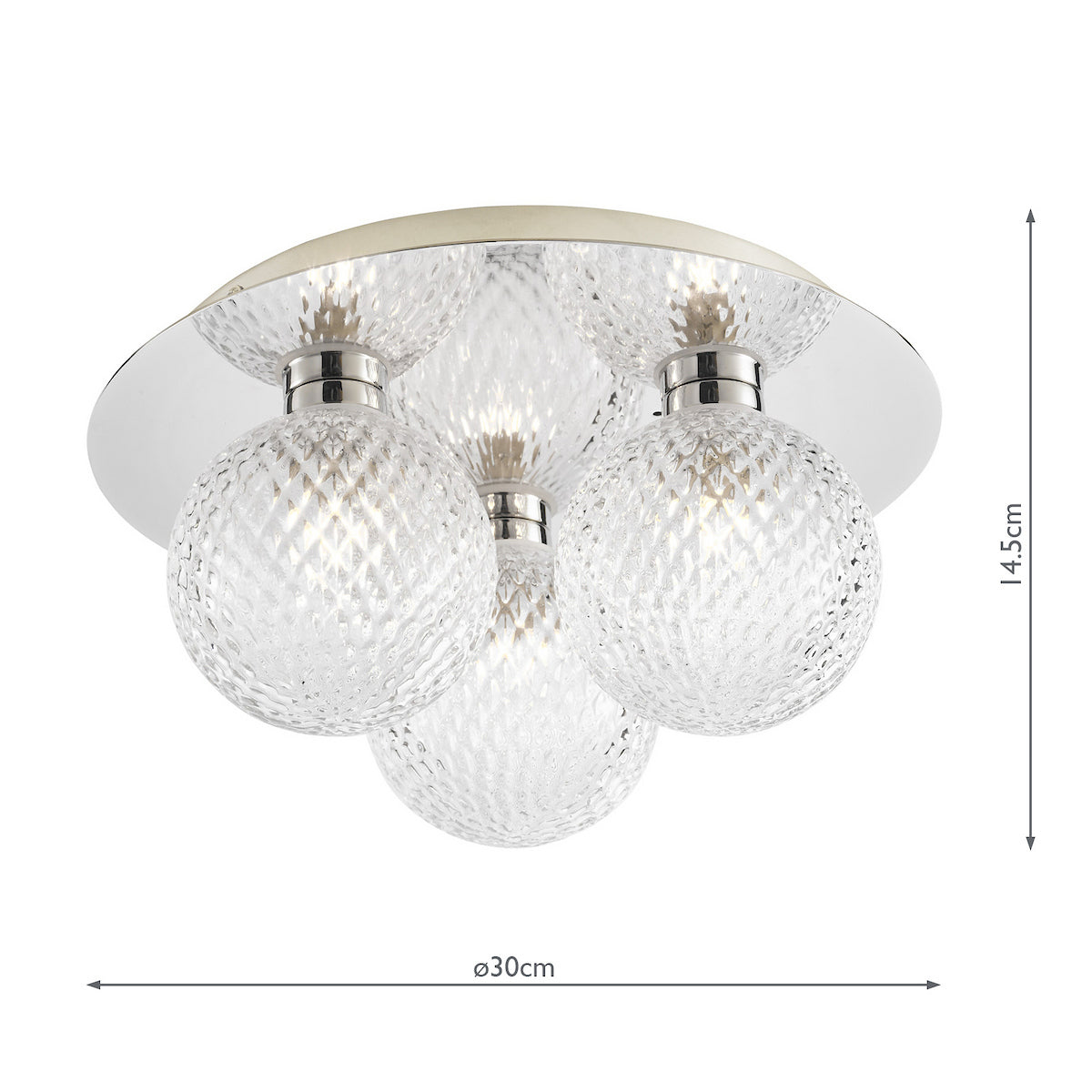 Laura Ashley Prague 3lt Flush Bathroom Light Glass Polished Chrome IP44
