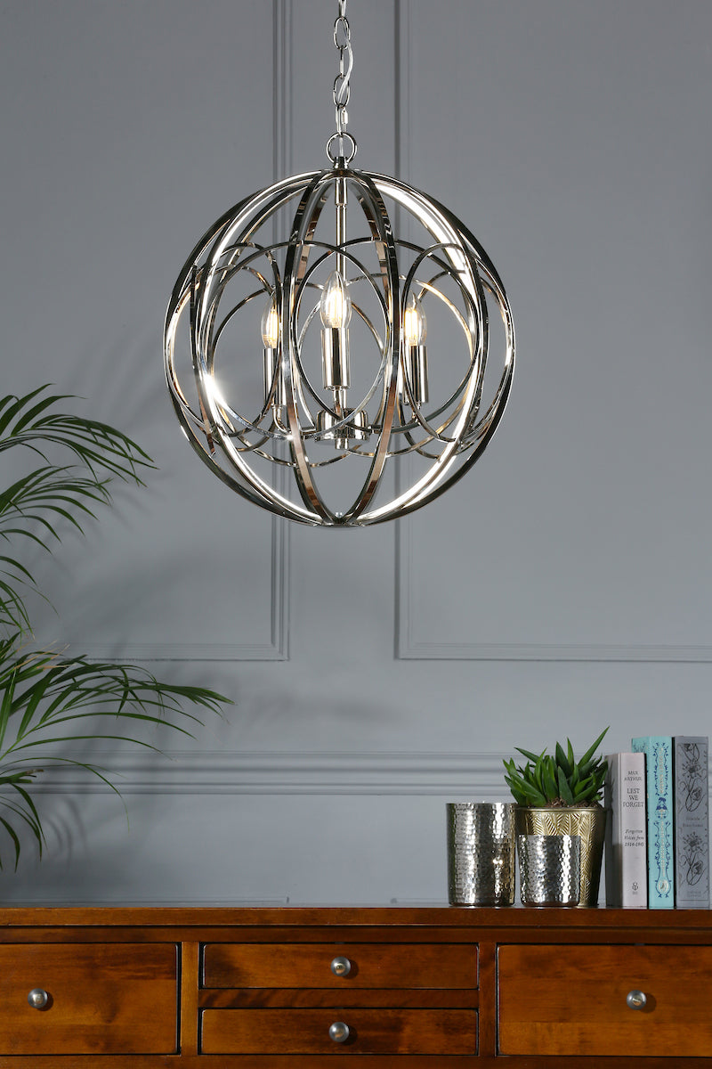Laura Ashley Orbital 3lt Pendant Polished Nickel