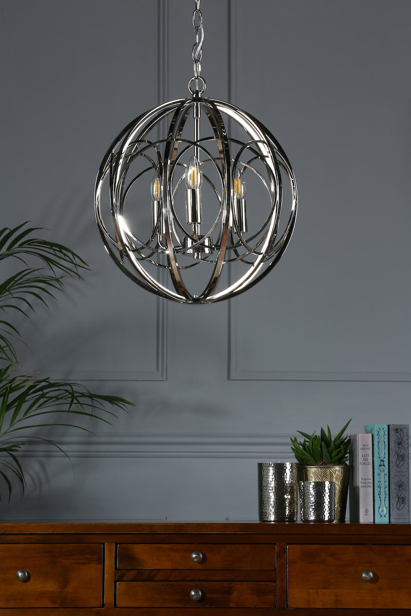 Laura Ashley Orbital 3lt Pendant Polished Nickel