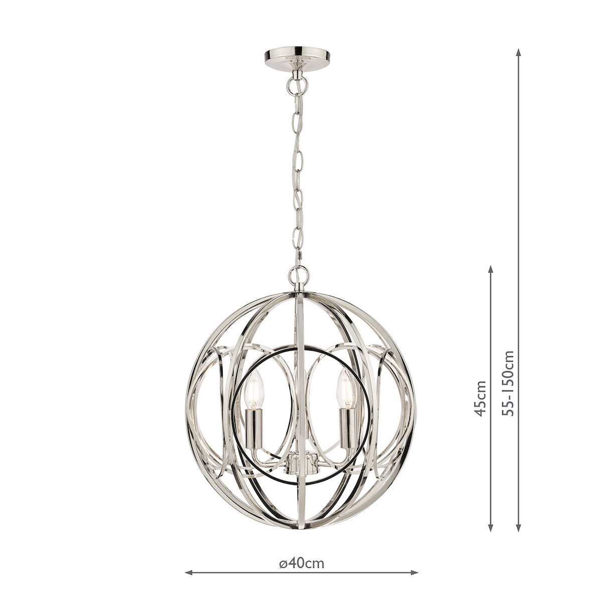 Laura Ashley Orbital 3lt Pendant Polished Nickel