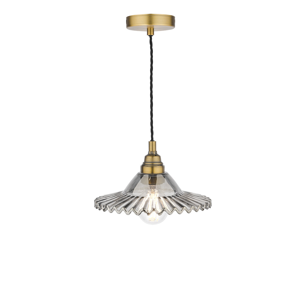 Laura Ashley Pippa Pendant Aged Brass Smoked Glass