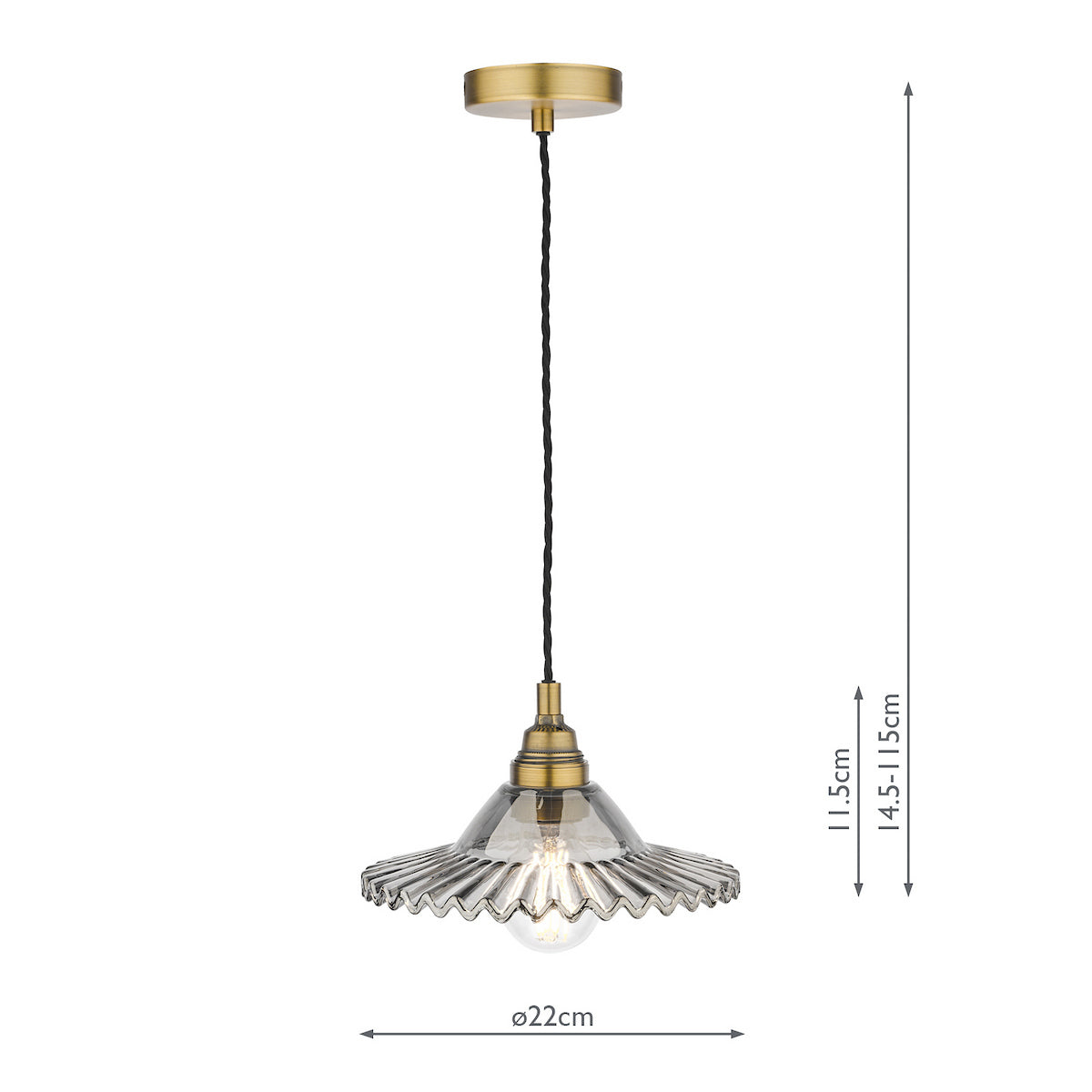 Laura Ashley Pippa Pendant Aged Brass Smoked Glass