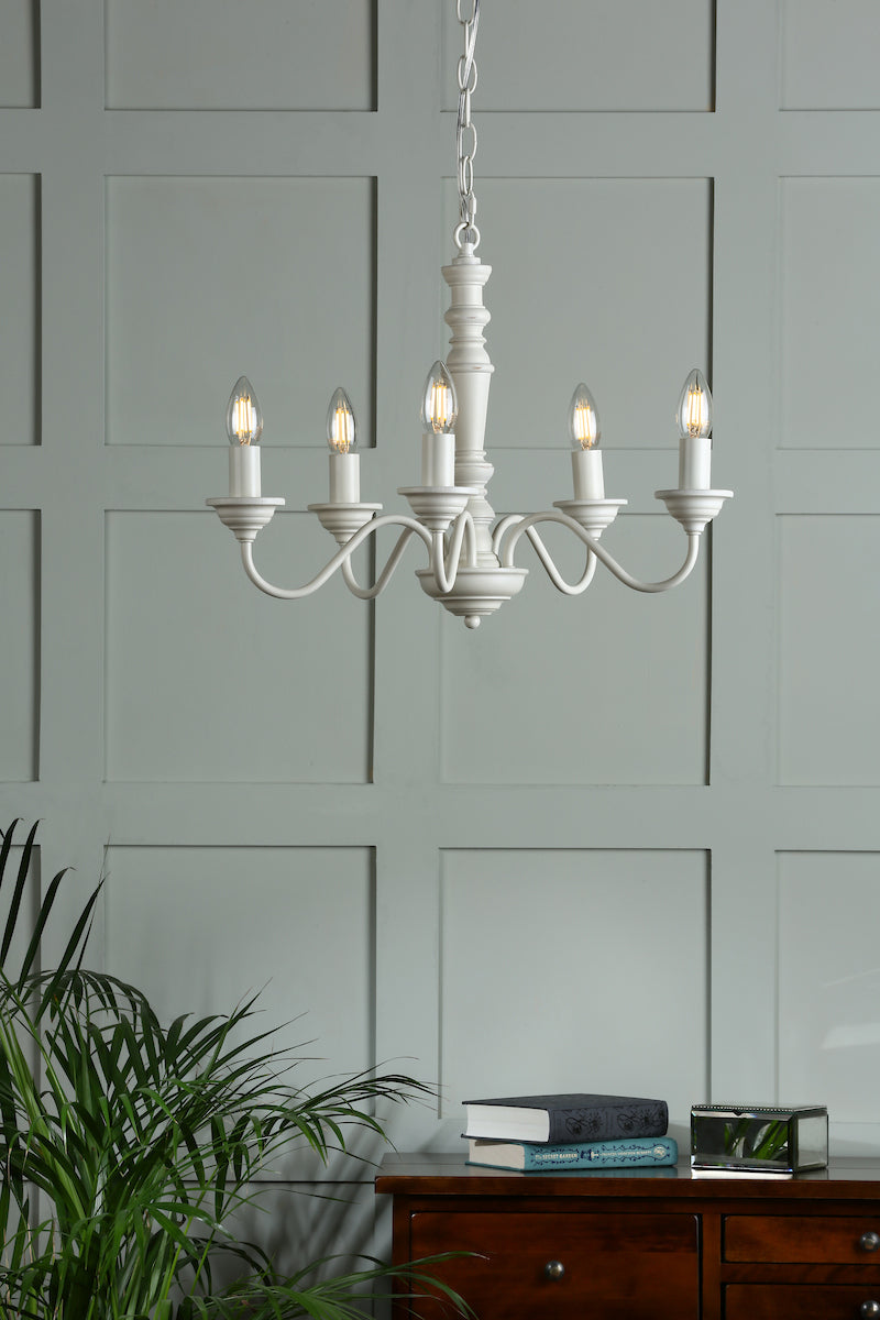 Laura Ashley Tate 5lt Pendant Distressed Off White Fitting Only
