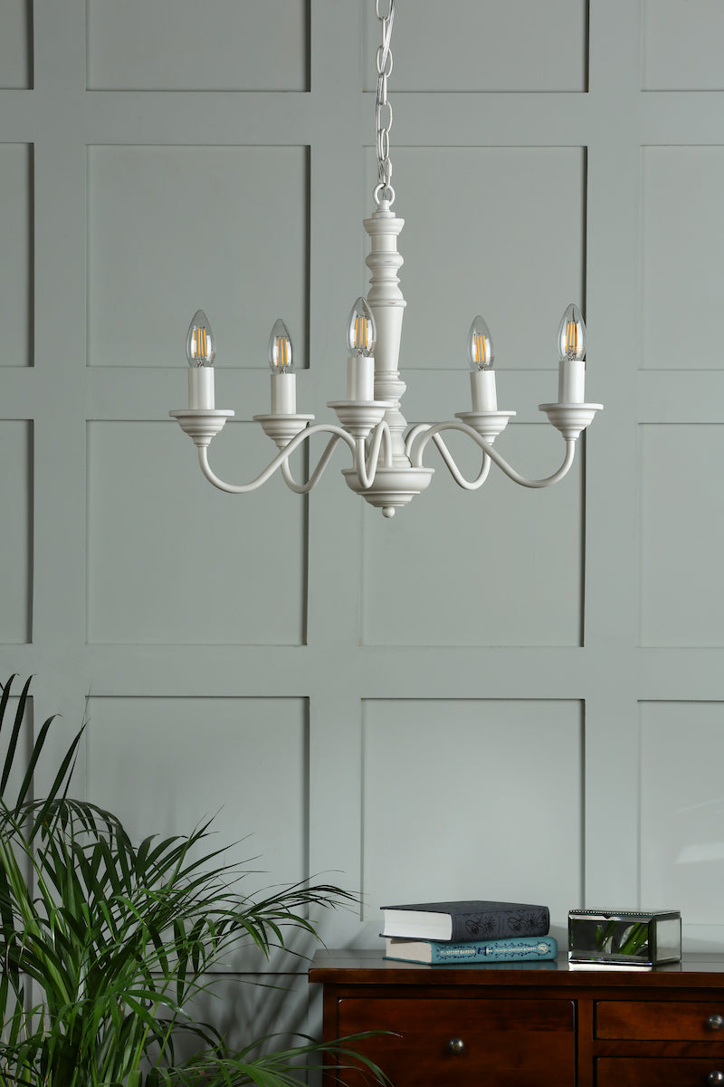Laura Ashley Tate 5lt Pendant Distressed Off White Fitting Only