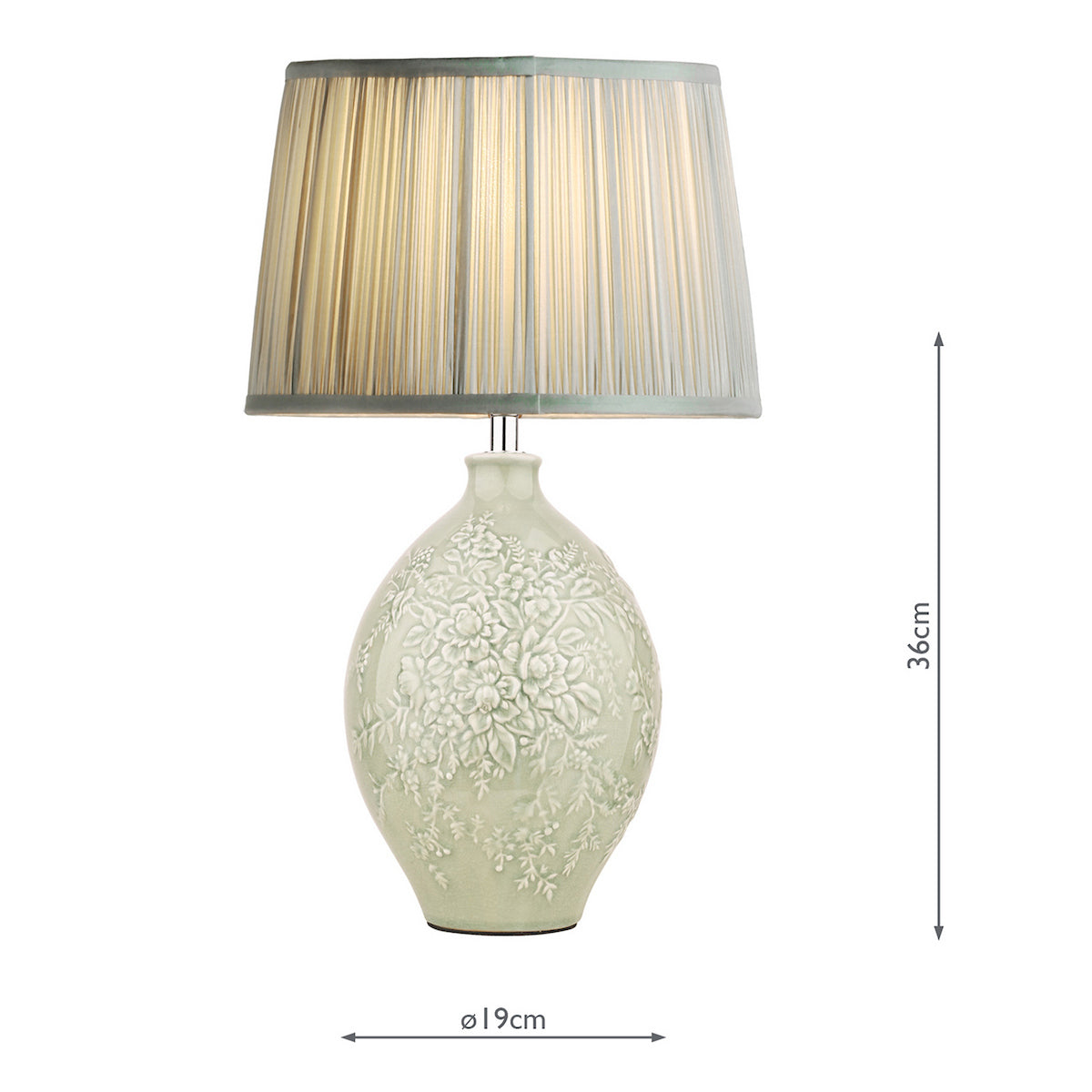 Laura Ashley Picardie Ceramic Table Lamp Green Polished Chrome Base Only