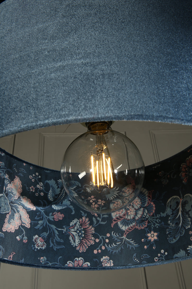 Laura Ashley Portia Drum Shade Blue Velvet 45cm/18 Inch