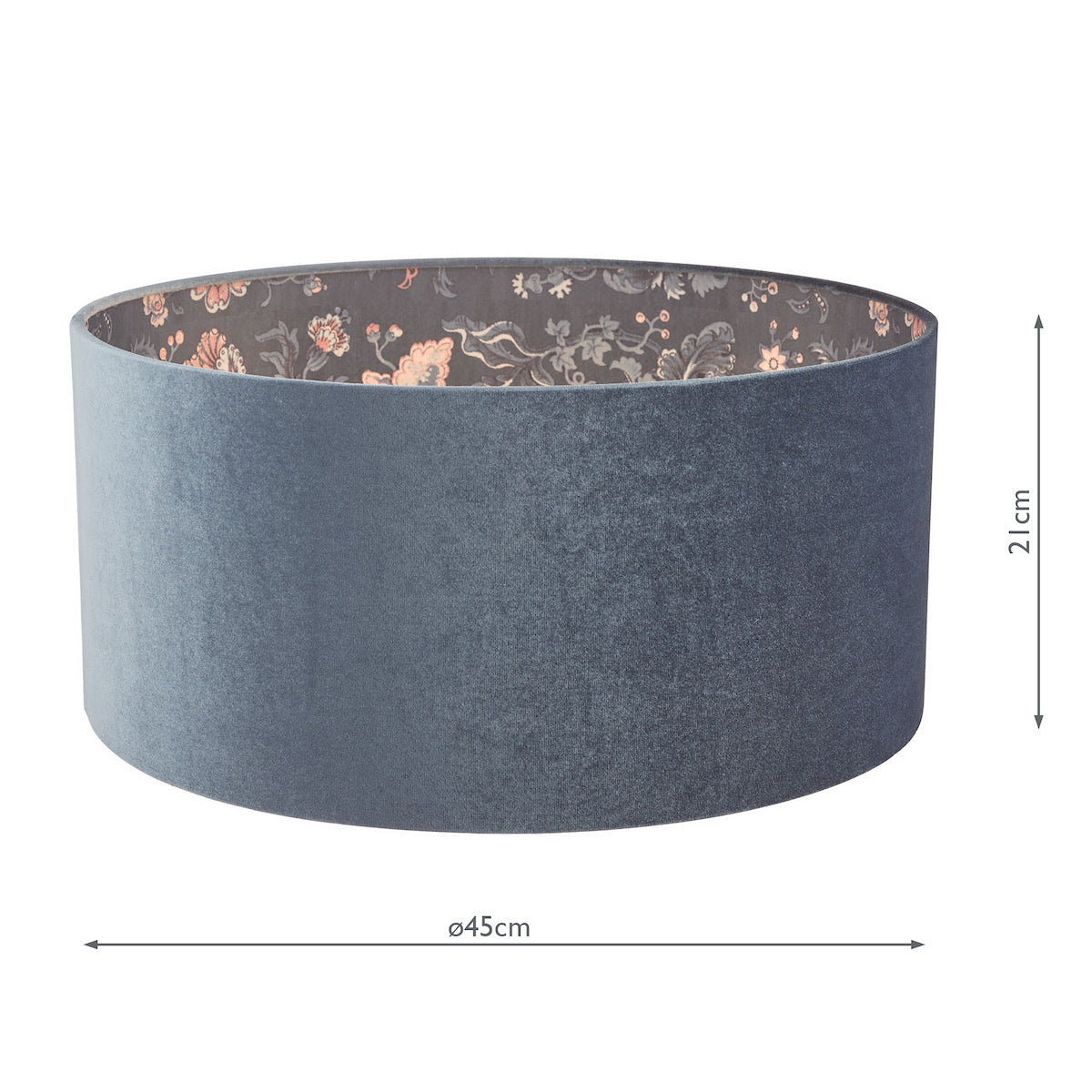 Laura Ashley Portia Drum Shade Blue Velvet 45cm/18 Inch