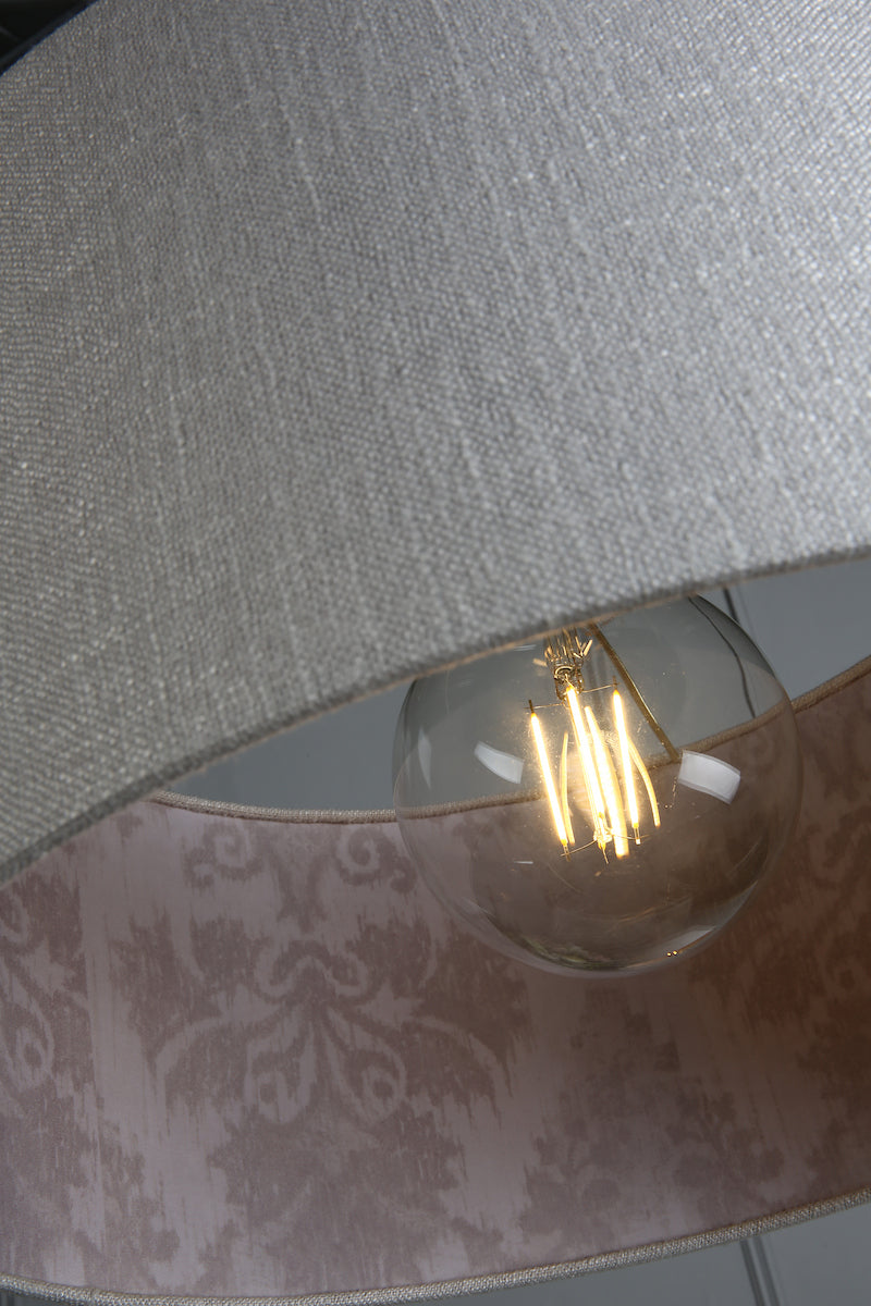 Laura Ashley Hazelton Drum Shade Silver/Pink 45cm/18 inch