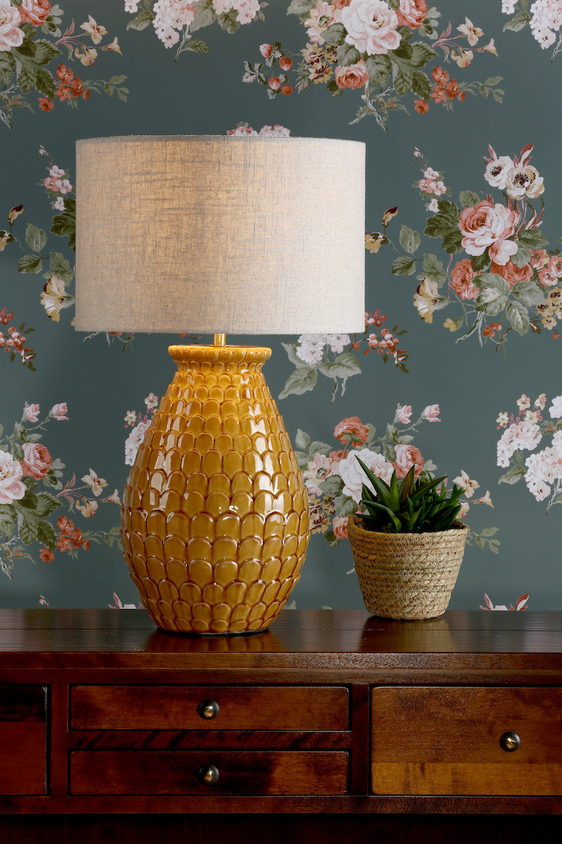 Laura Ashley Liza Ceramic Table Lamp Orange With Shade