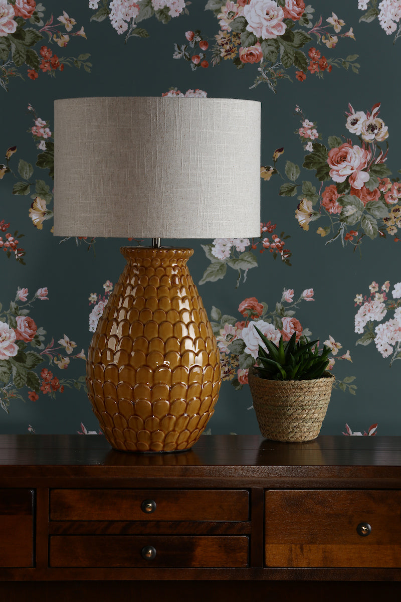 Laura Ashley Liza Ceramic Table Lamp Orange With Shade