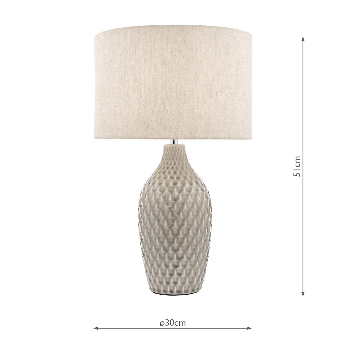 Laura Ashley Heathfield Ceramic Table Lamp Gloss Grey With Shade