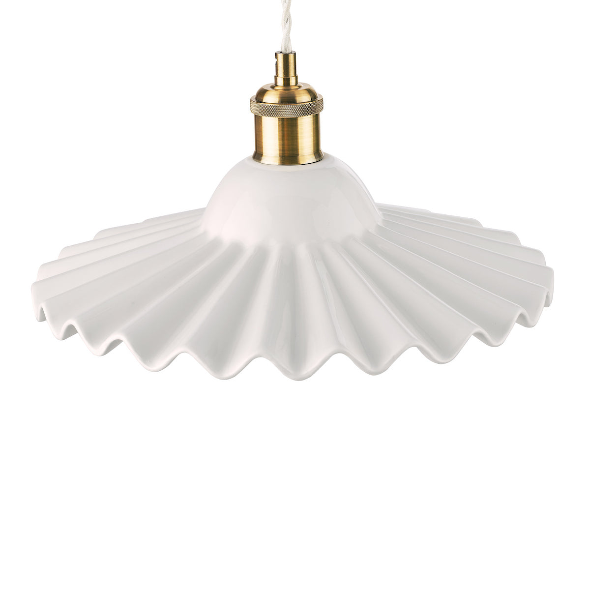 Laura Ashley Beca Large Pendant White Ceramic Antique Brass