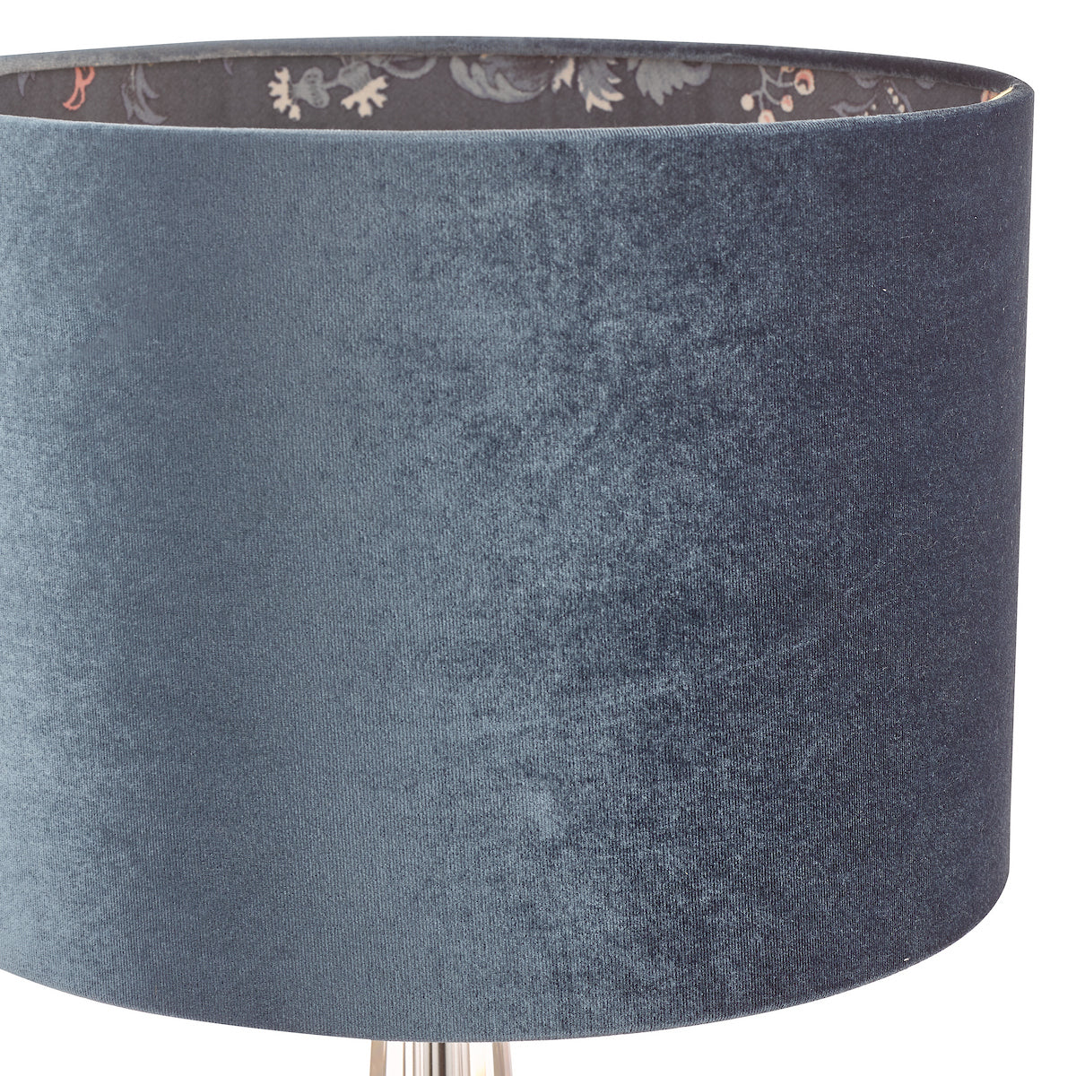 Laura Ashley Portia Drum Shade Blue Velvet 30.5cm/12 Inch