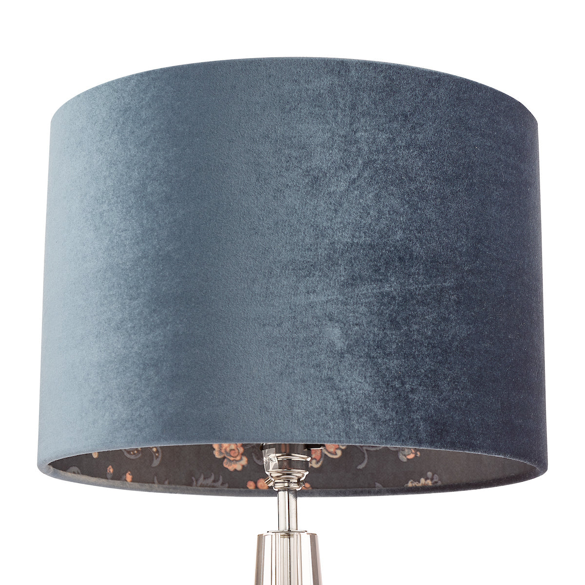 Laura Ashley Portia Drum Shade Blue Velvet 30.5cm/12 Inch