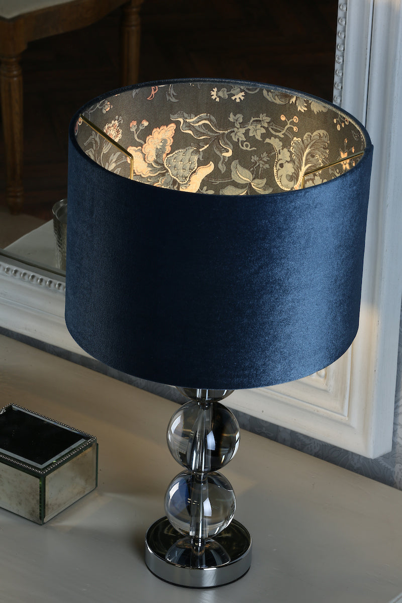 Laura Ashley Portia Drum Shade Blue Velvet 30.5cm/12 Inch