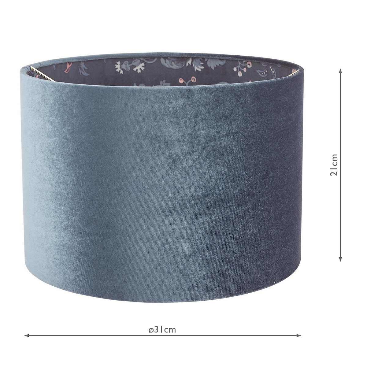 Laura Ashley Portia Drum Shade Blue Velvet 30.5cm/12 Inch