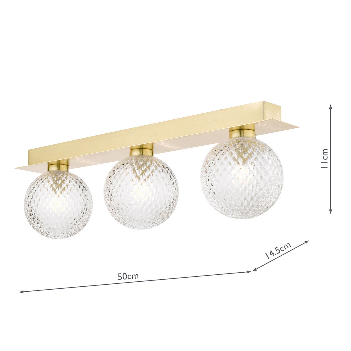 Bathroom 3 Light Wall Satin Brass