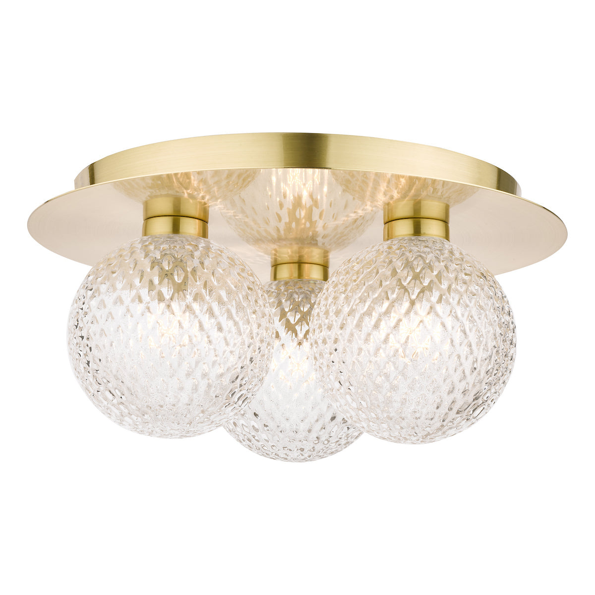 Laura Ashley Prague 3lt Flush Bathroom Light Glass Satin Brass IP44