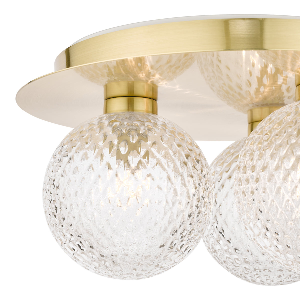 Laura Ashley Prague 3lt Flush Bathroom Light Glass Satin Brass IP44
