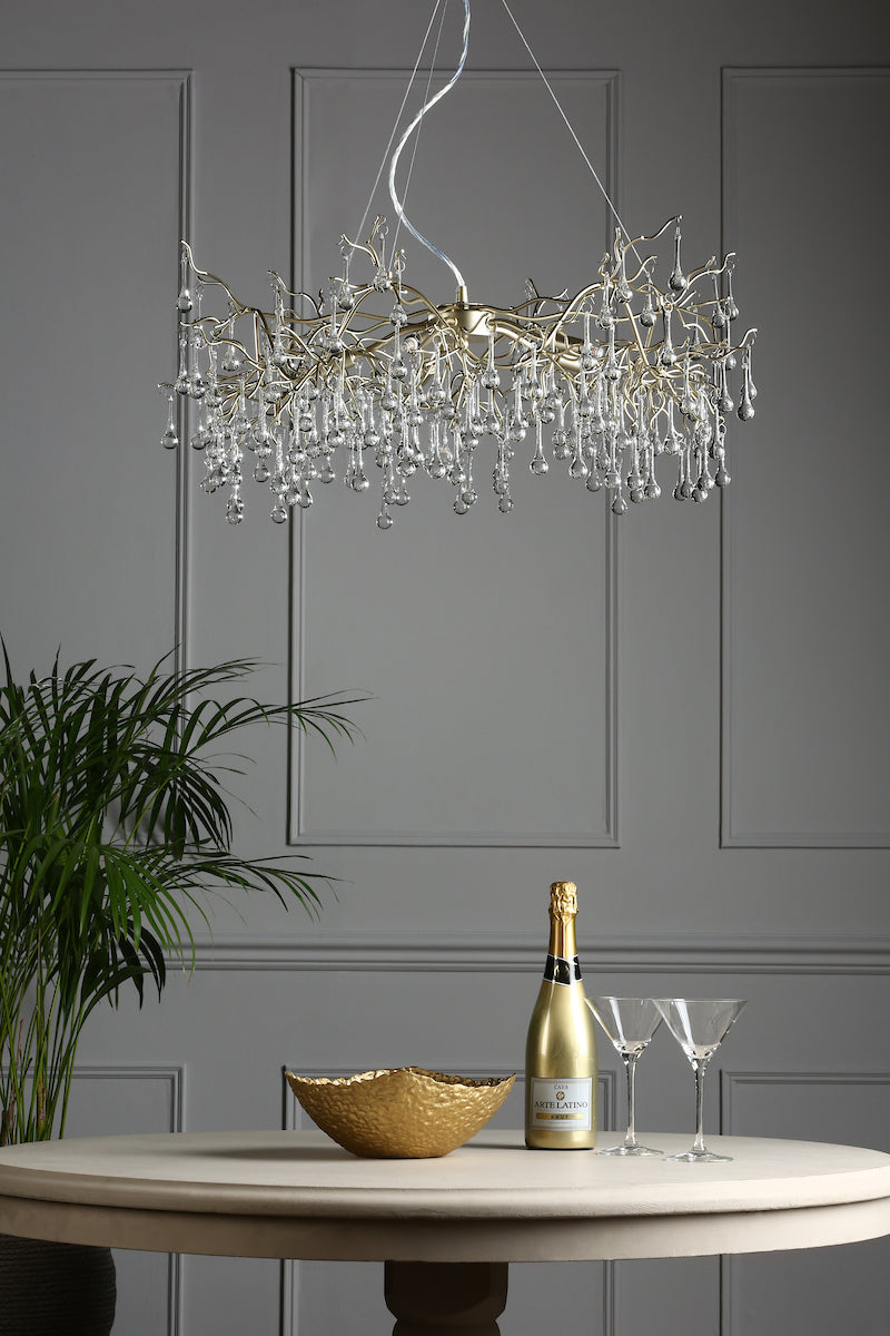 Laura Ashley Willow 5lt Pendant Satin Champagne Crystal