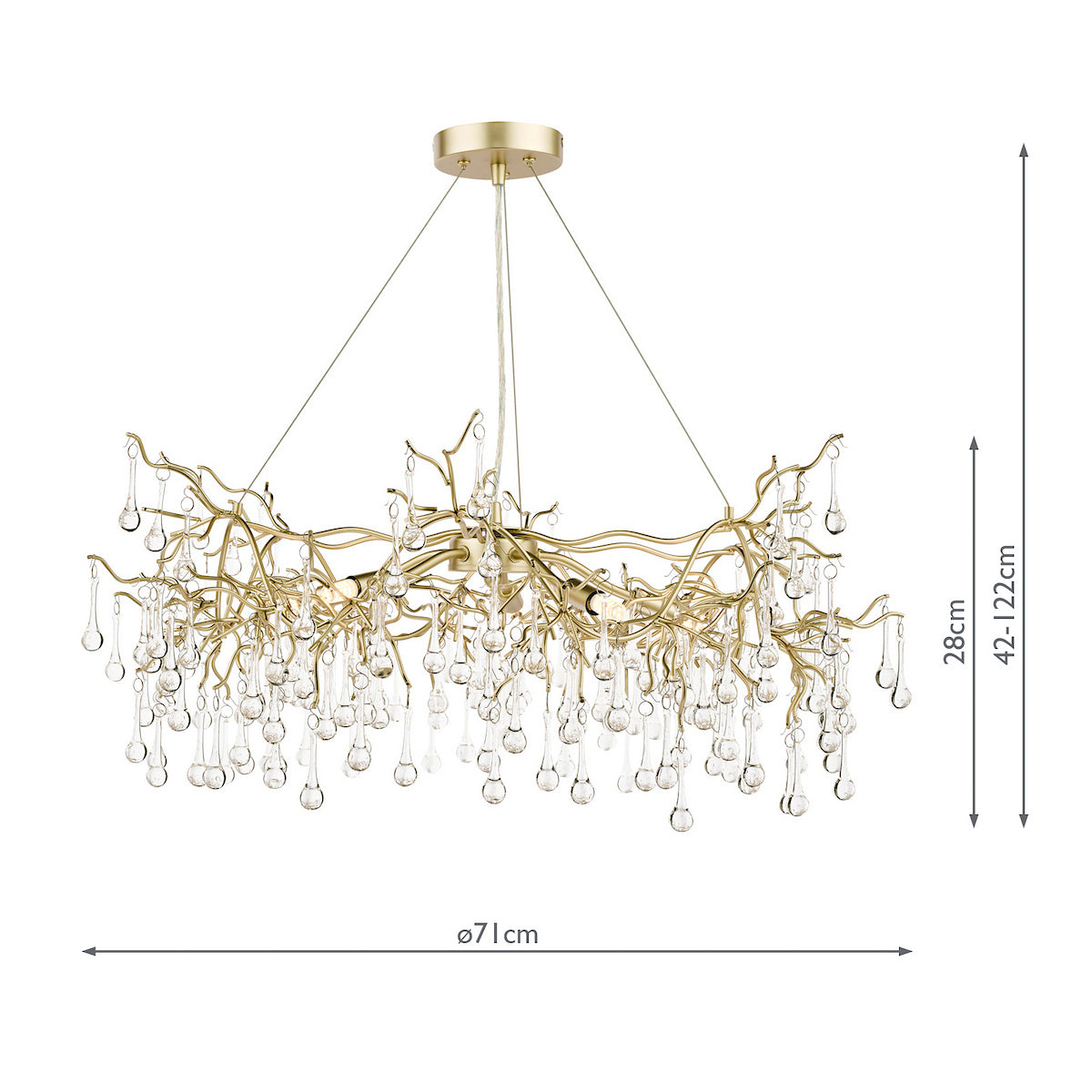 Laura Ashley Willow 5lt Pendant Satin Champagne Crystal