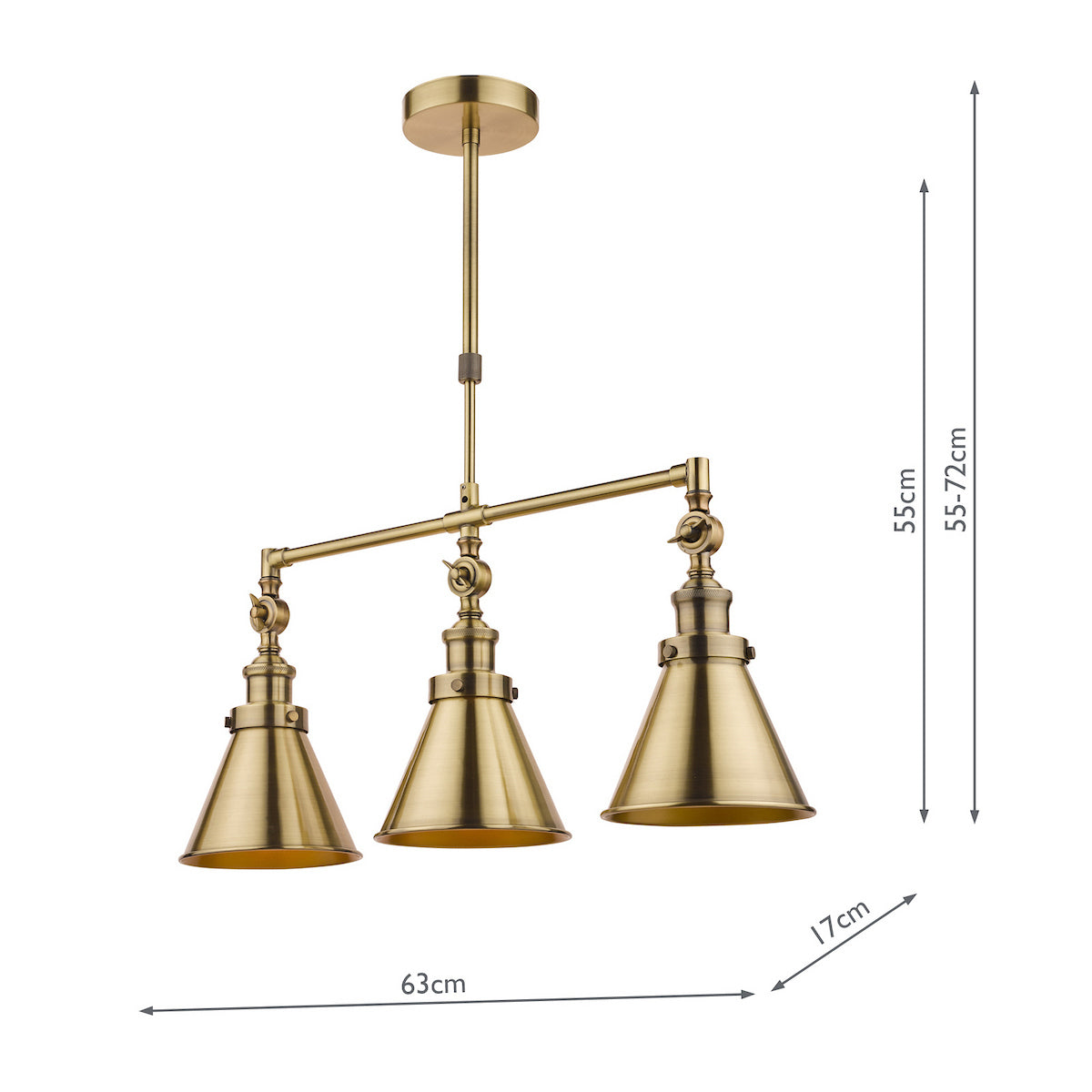 Laura Ashley Rufus 3lt Bar Pendant Antique Brass