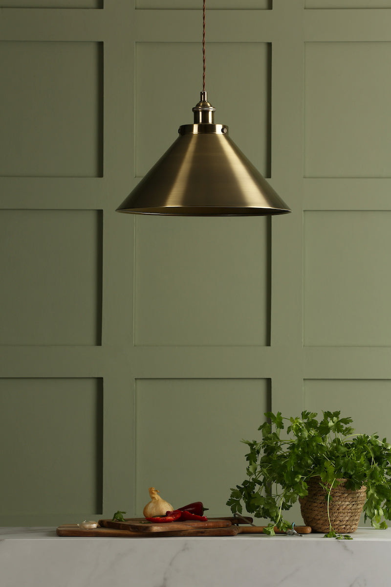 Laura Ashley Rufus Pendant Large Antique Brass