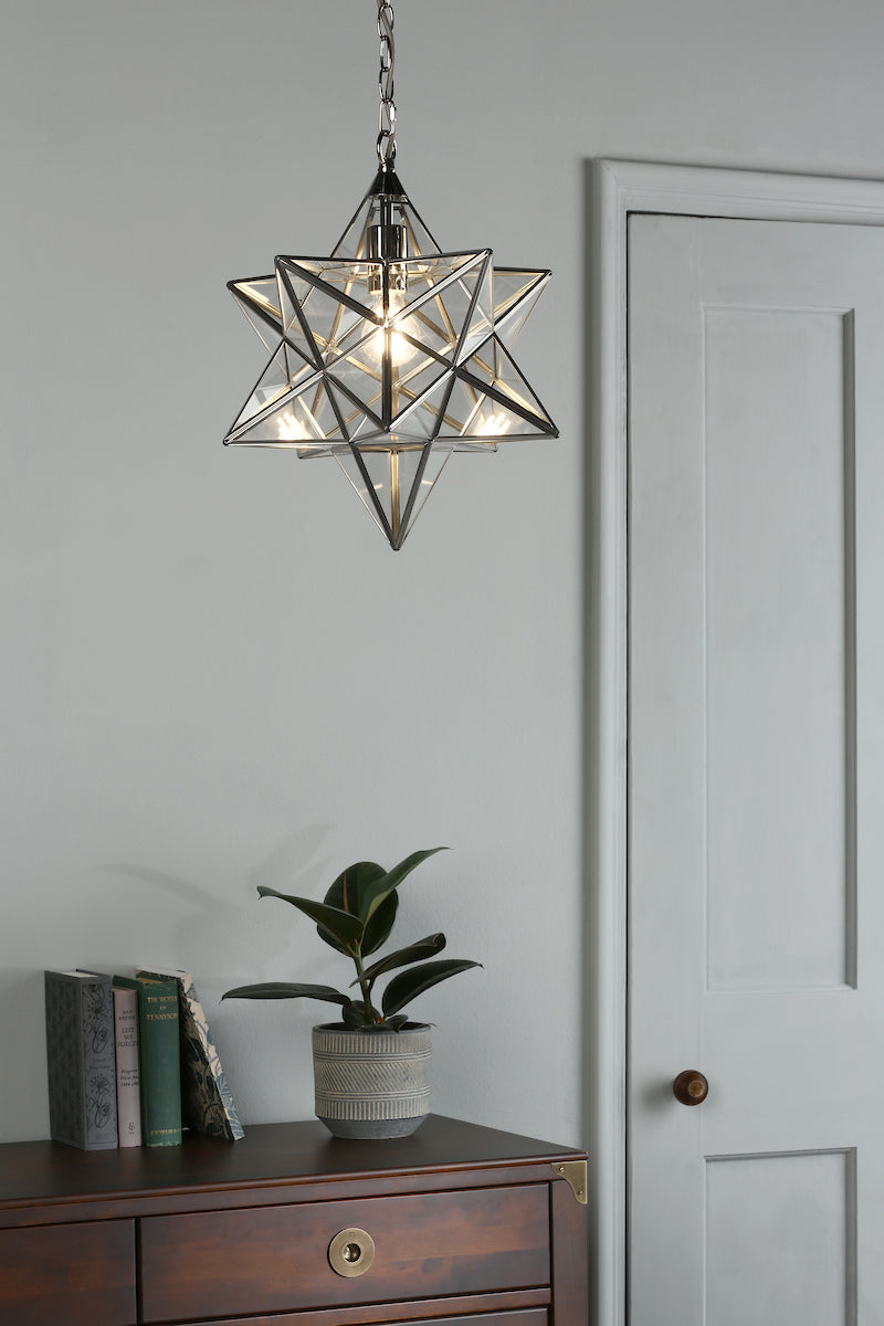 Laura Ashley Large Star Pendant Silver Glass