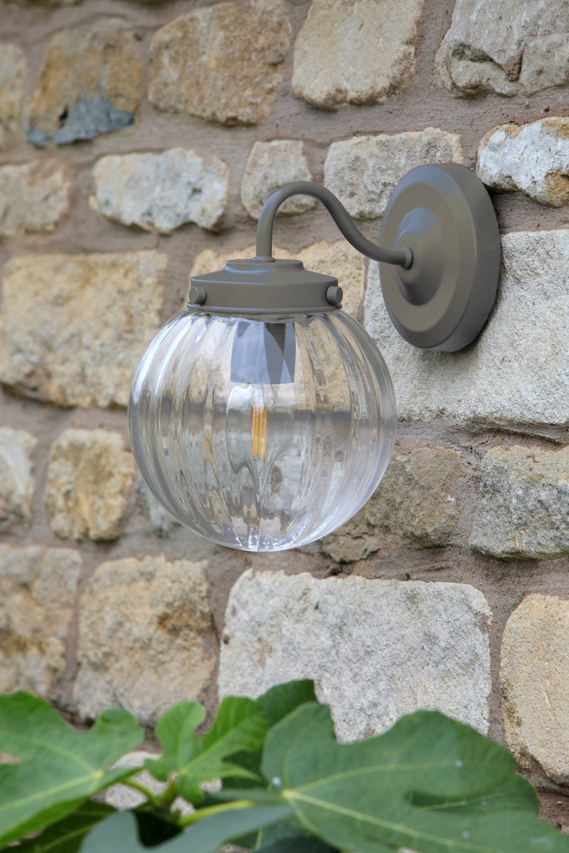 Laura Ashley Georgie Outdoor Wall Light Matt Grey Glass IP44