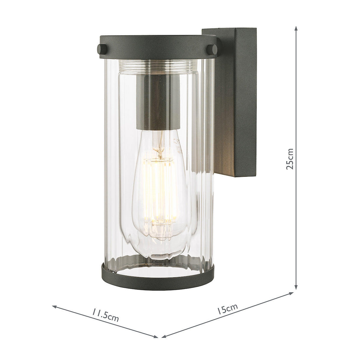 Laura Ashley Arthur Outdoor Wall Light Matt Black Glass IP44
