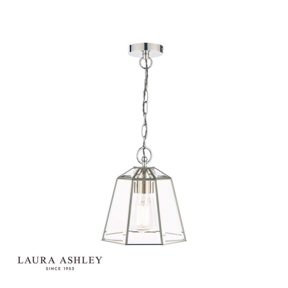Laura Ashley Clayton Pendant Polished Silver Glass