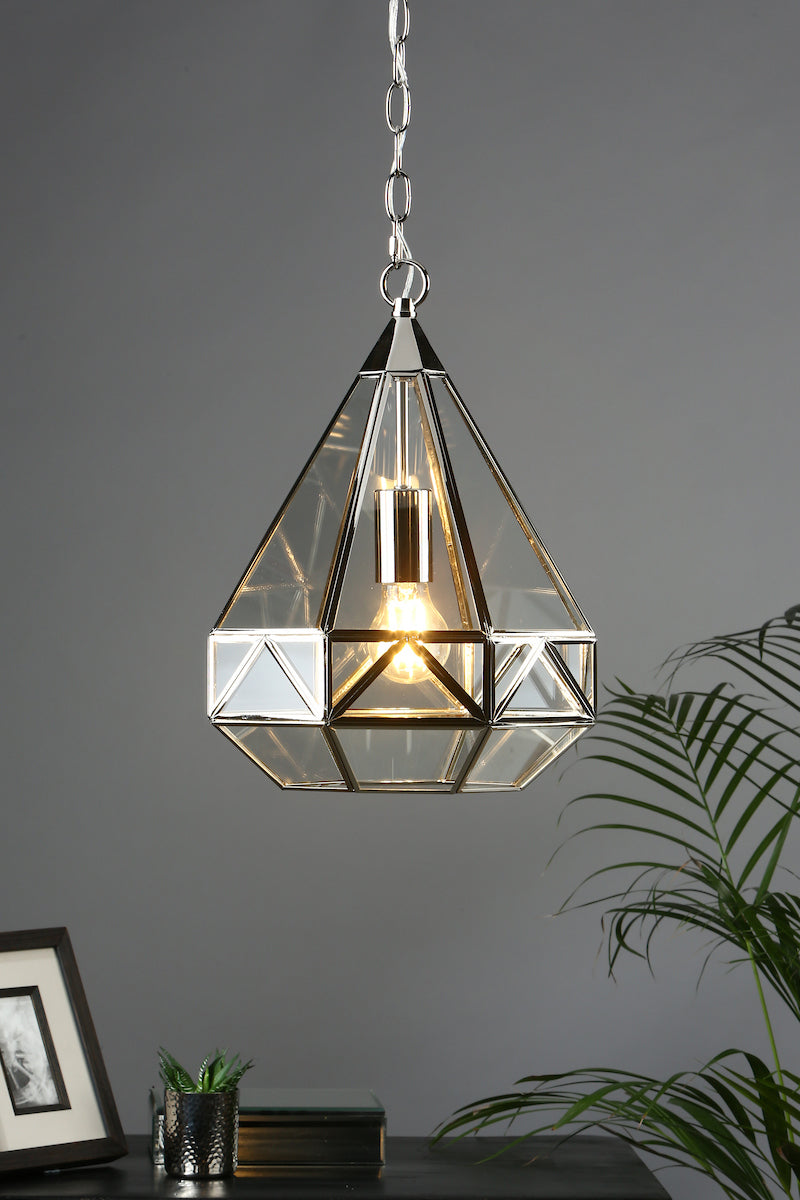 Laura Ashley Zaria Pendant Polished Silver Glass