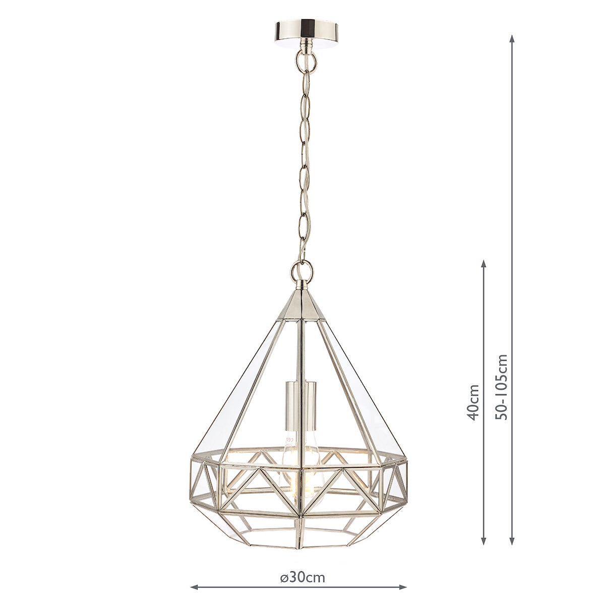 Laura Ashley Zaria Pendant Polished Silver Glass
