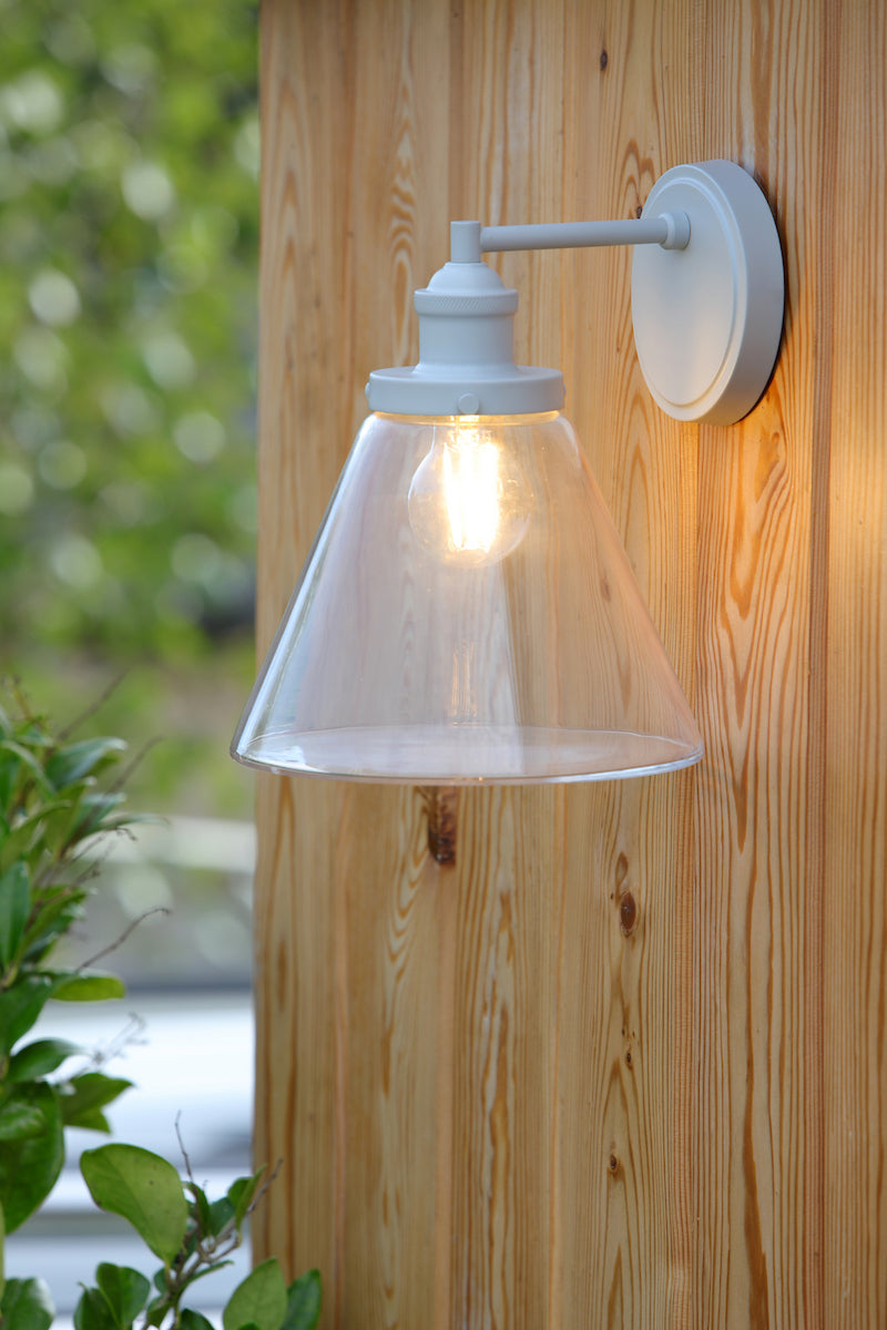 1 Light Outdoor Wall Light Matt Pale Slate Paint And Clear Glass