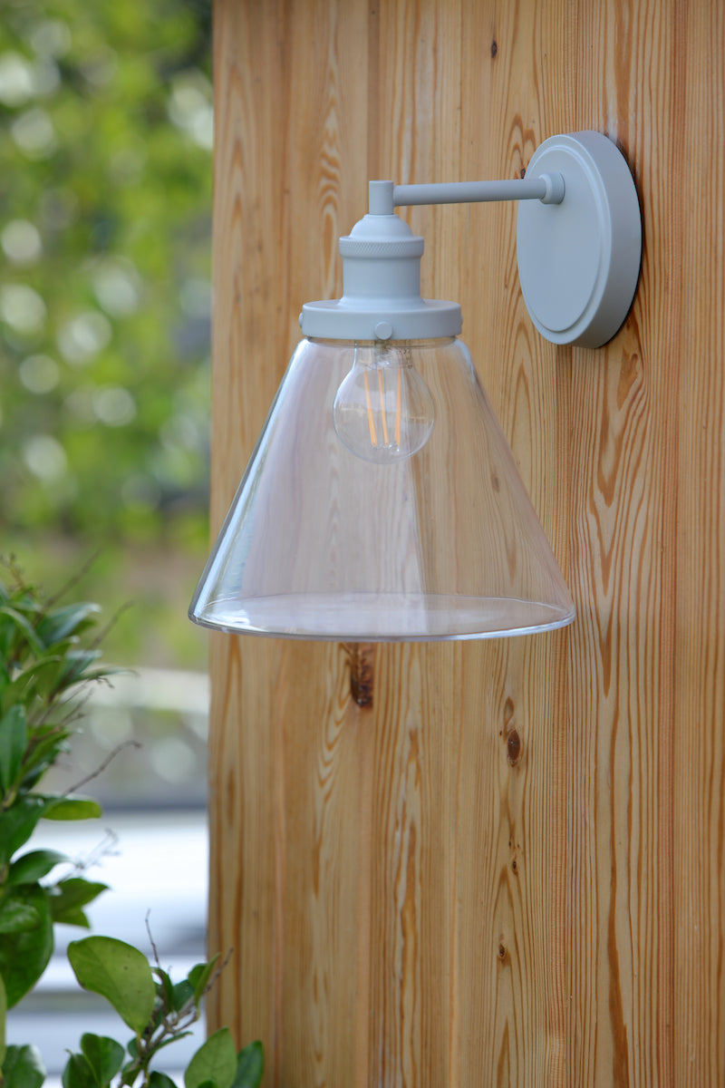 1 Light Outdoor Wall Light Matt Pale Slate Paint And Clear Glass