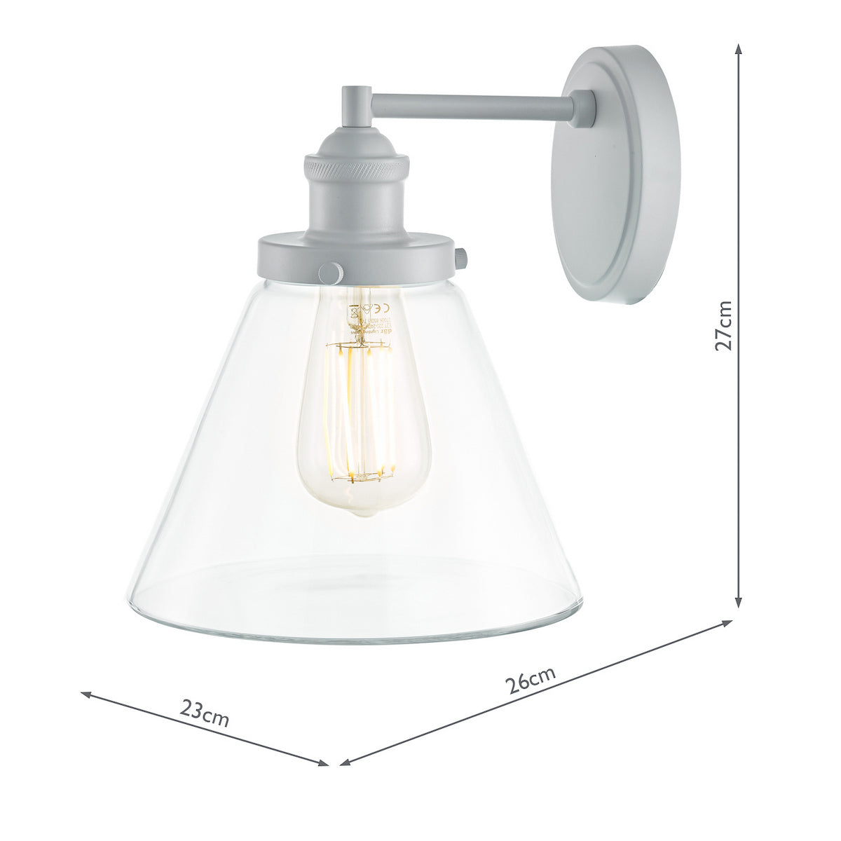 1 Light Outdoor Wall Light Matt Pale Slate Paint And Clear Glass