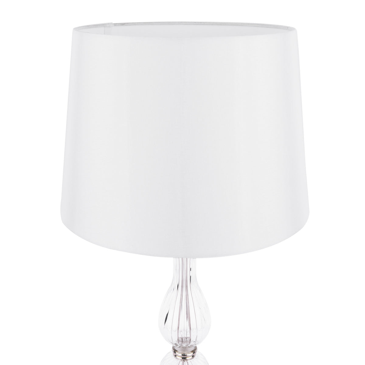 Laura Ashley Bradshaw Table Lamp Polished Nickel & Ribbed Glass With Shade