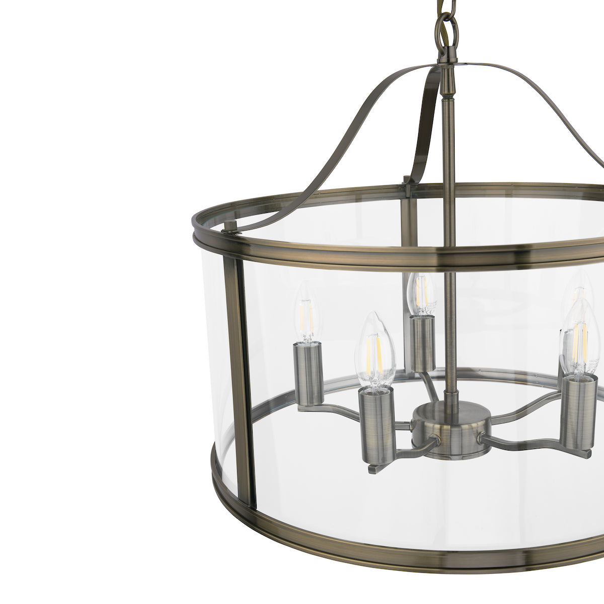 Laura Ashley Harrington 5 Light Pendant Antique Brass & Glass