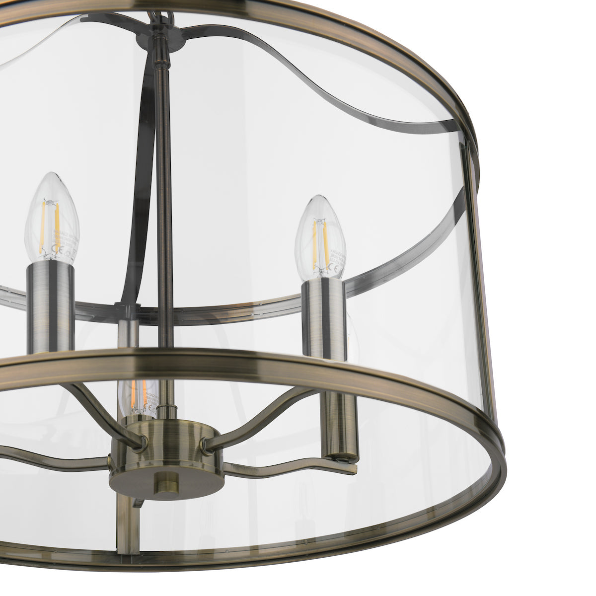 Laura Ashley Harrington 5 Light Pendant Antique Brass & Glass